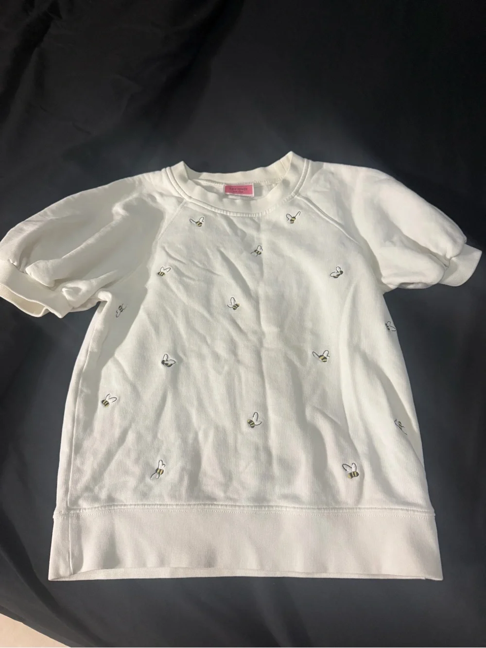 Women’s Cream Short-Sleeve Embroidered bees Top
